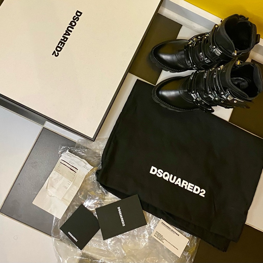 DSQUARED2 Abrasivato Nero Ankle Boots with receipt + packaging 🗃️ LIKE NEW 🗃️ - Picture 5 of 14